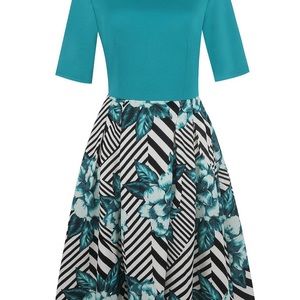 Stunning fit and flare teal dress